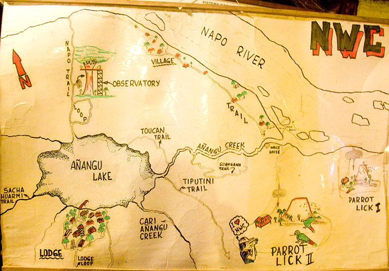 [Map of the Napo Wildlife Center]